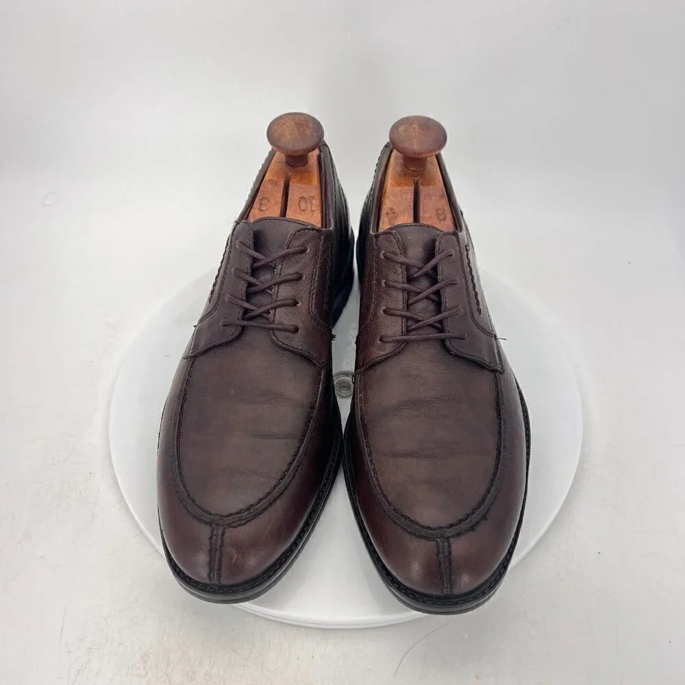 Mephisto Men Size 8 Dark Brown Leather Split Toe Lace Up Derby Dress Shoes